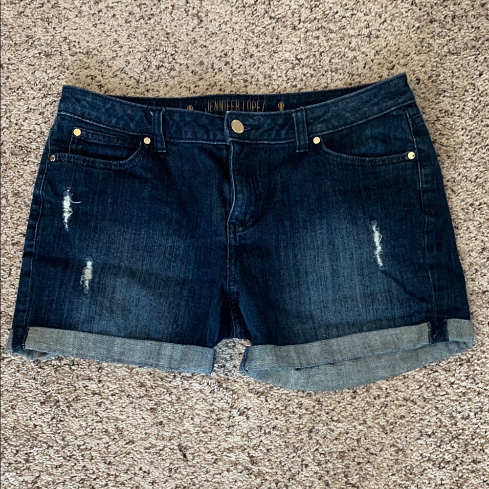 Jennifer Lopez Women's Denim Shorts - Dark Blue